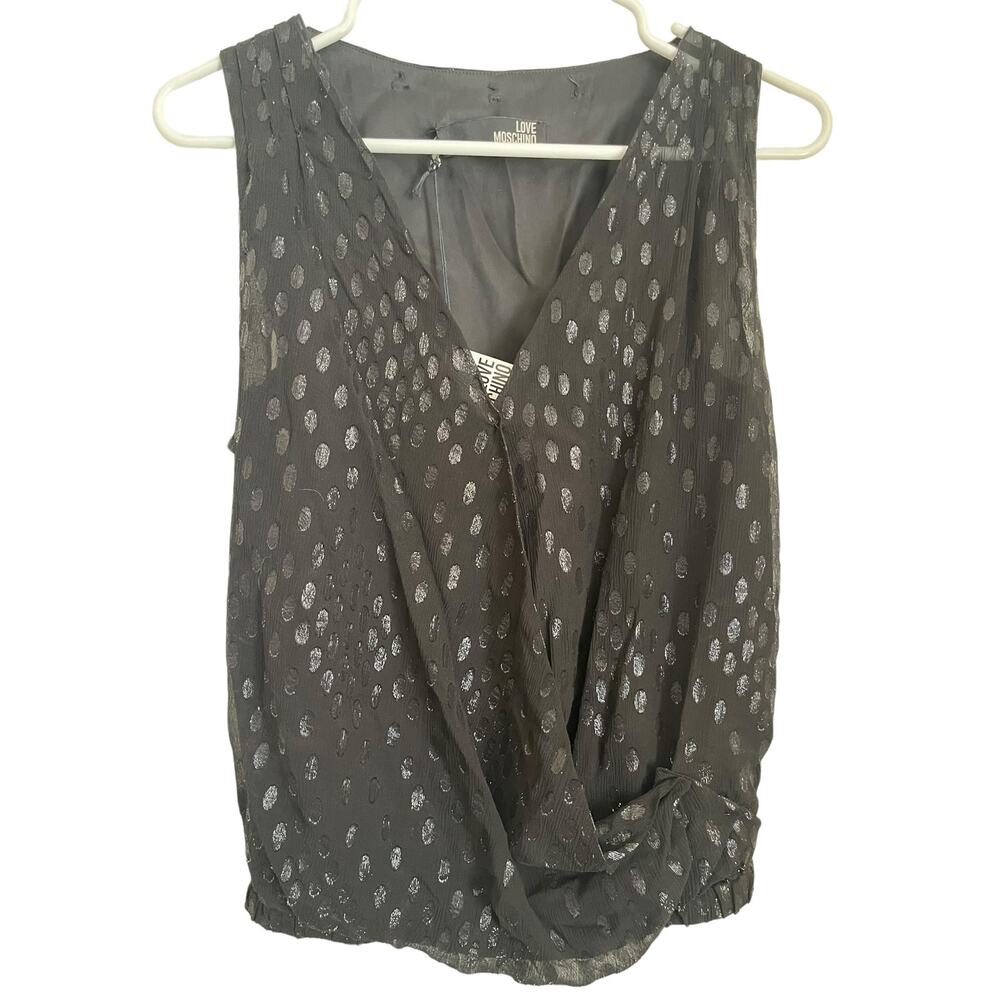 NWT Love Moschino Authentic Black Blouse Sleeveless Top Size 40 Small or XS
